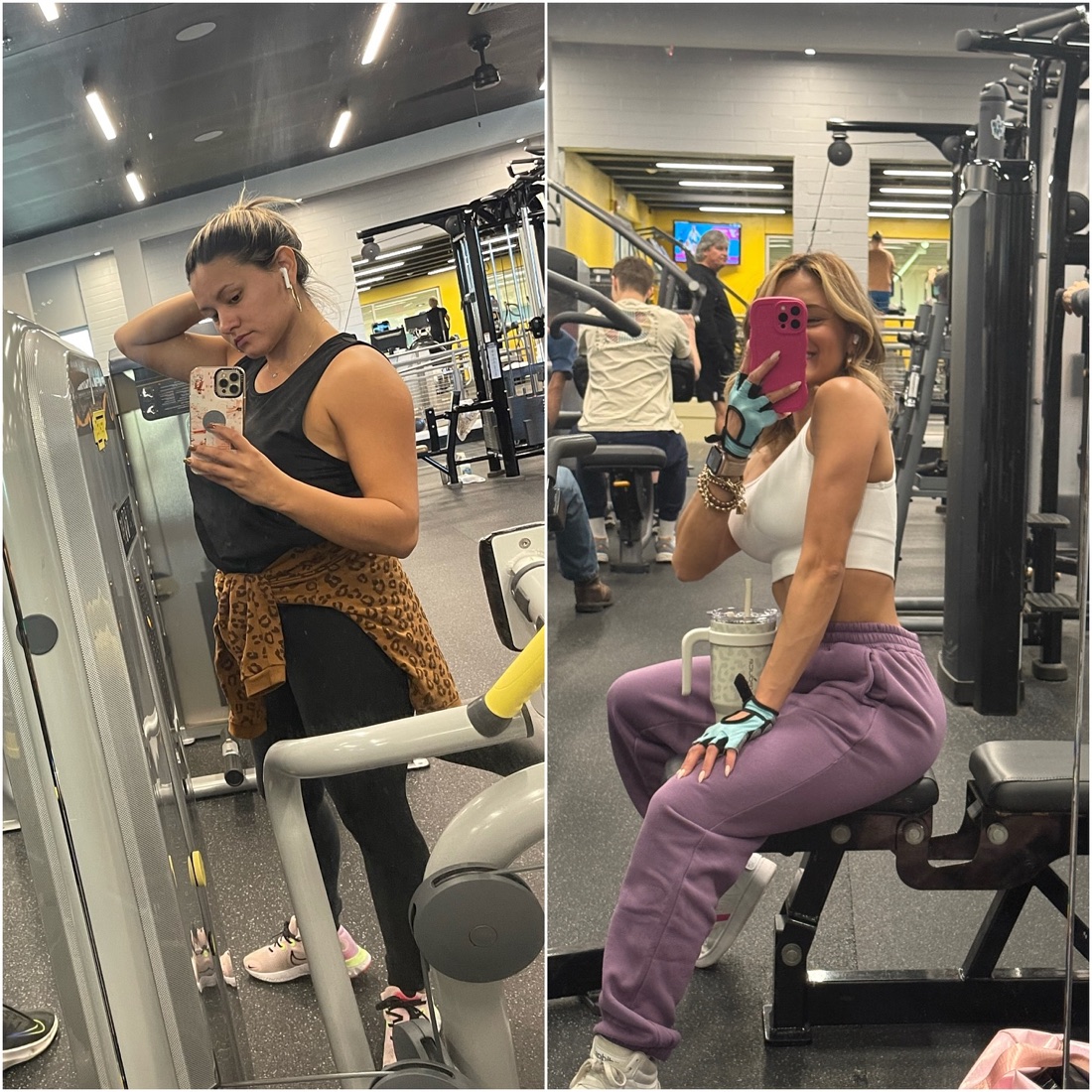 Two gym mirror photos presented together in the original patient collage